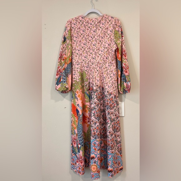 Dalia MacPhee Pink Floral Hostess Maxi Long Dress - Size Large - Picture 2 of 9
